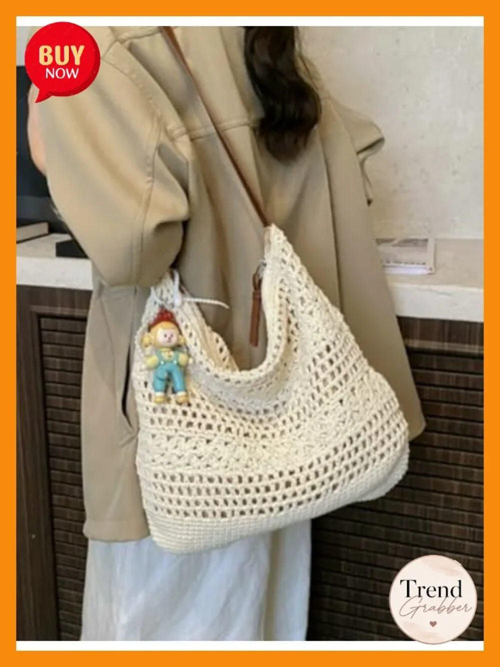 Crochet Boho Hobo Tote Handwoven Cotton Knitted Shoulder Bag Beach Vacation